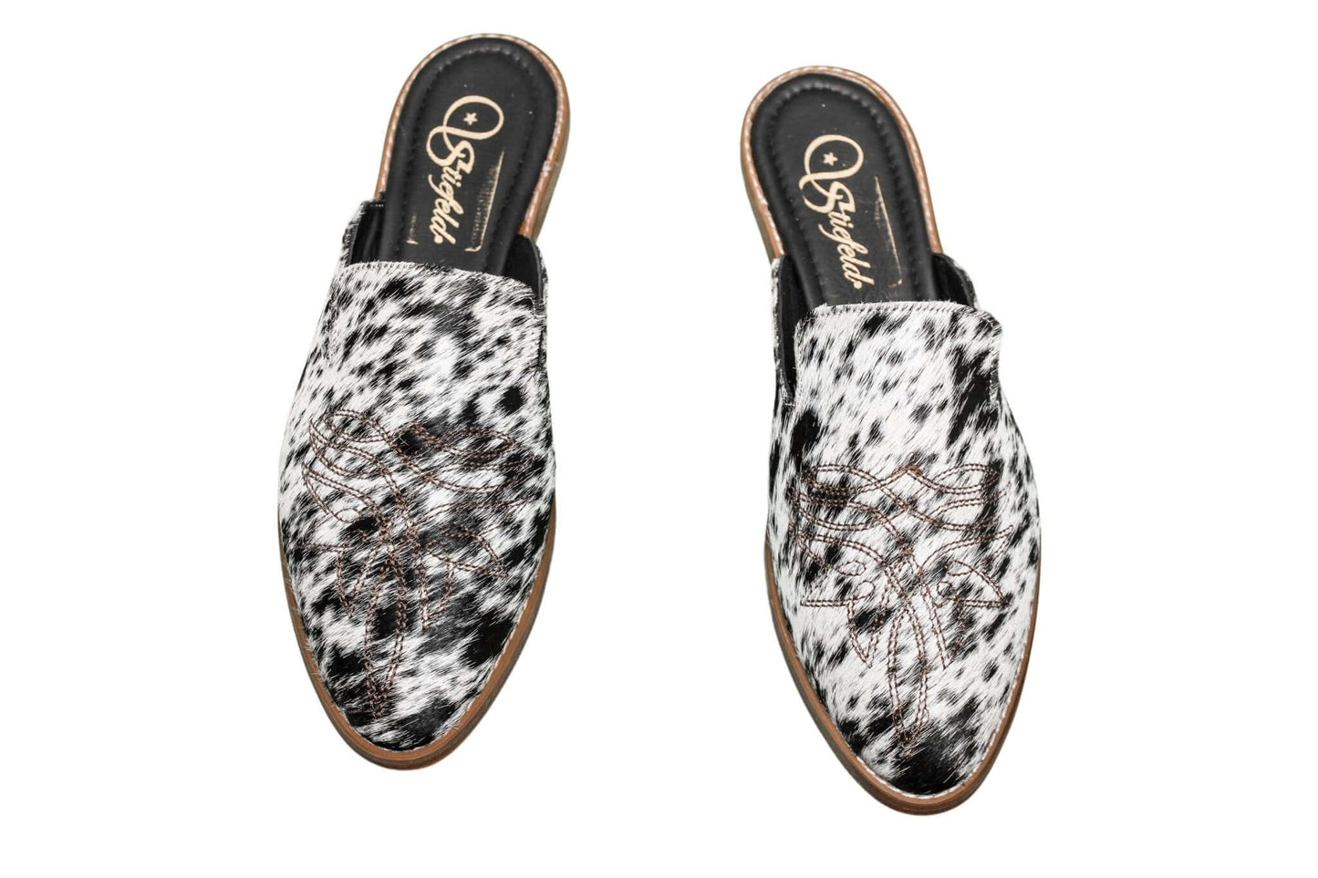 Abby Cowhide Mules – Hair-on Hide – Size 11 – Side View