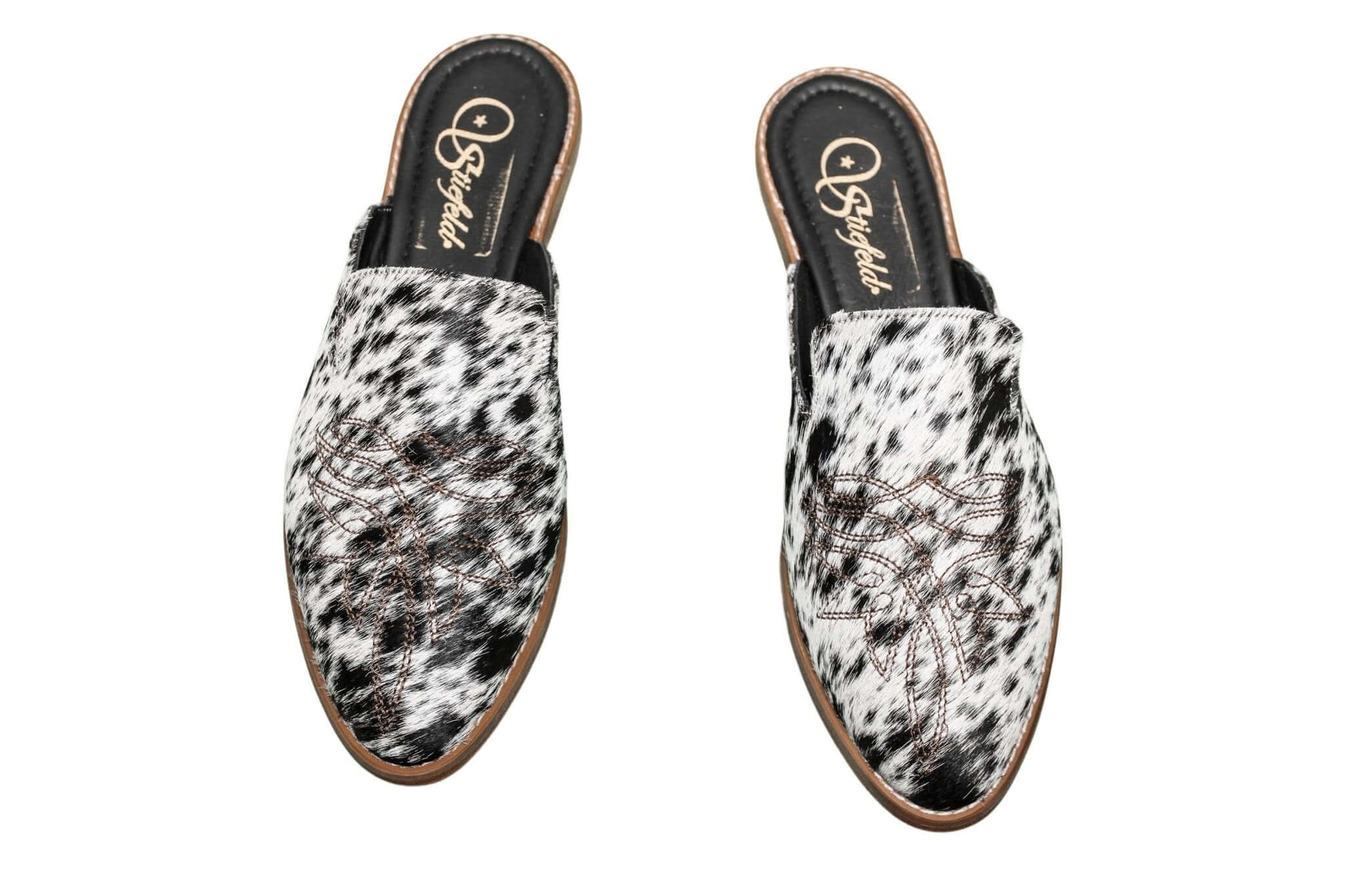 Abby Cowhide Mules – Hair-on Hide – Size 11 – Side View