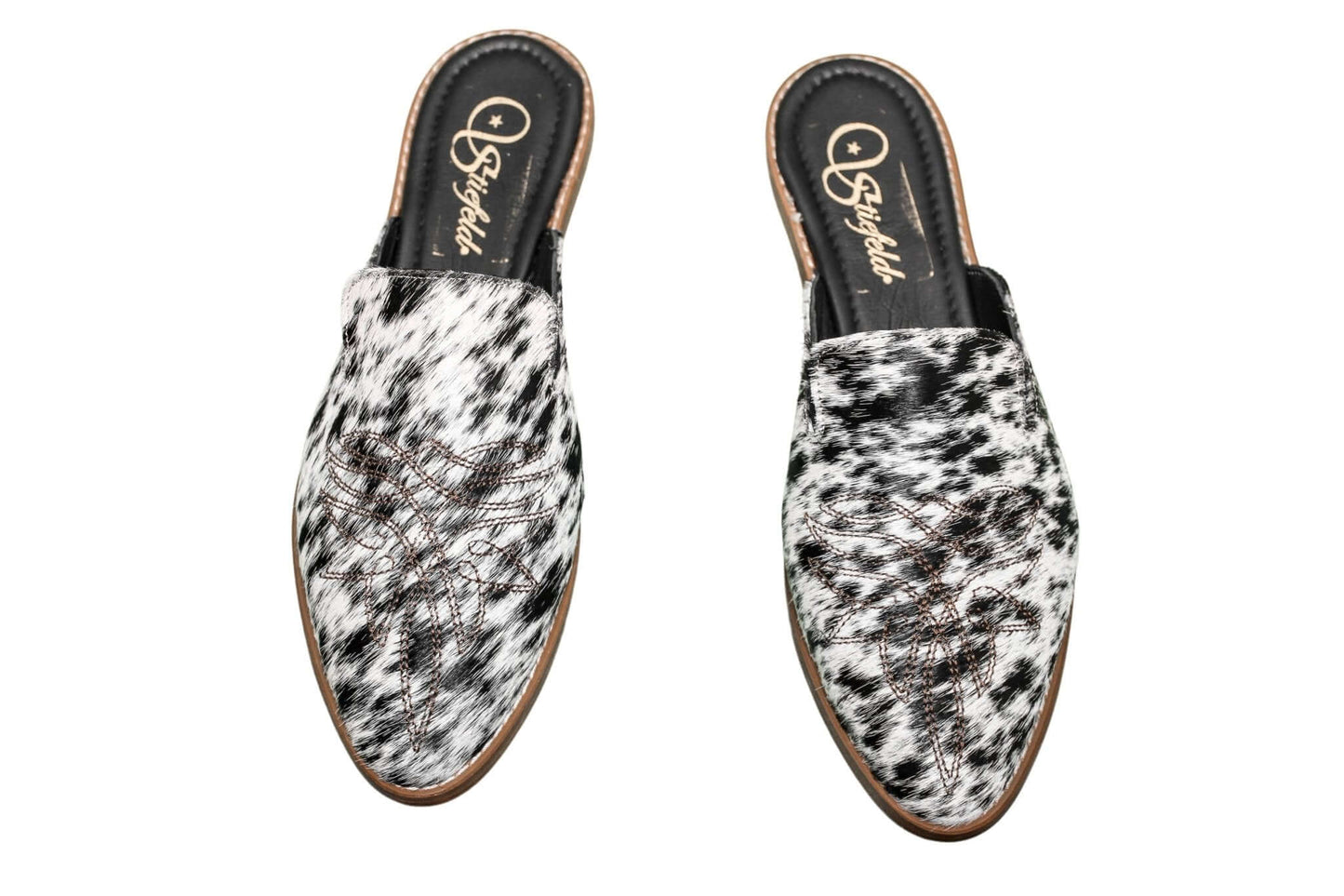 Abby Cowhide Mules – Hair-on Hide – Size 11 – Side View