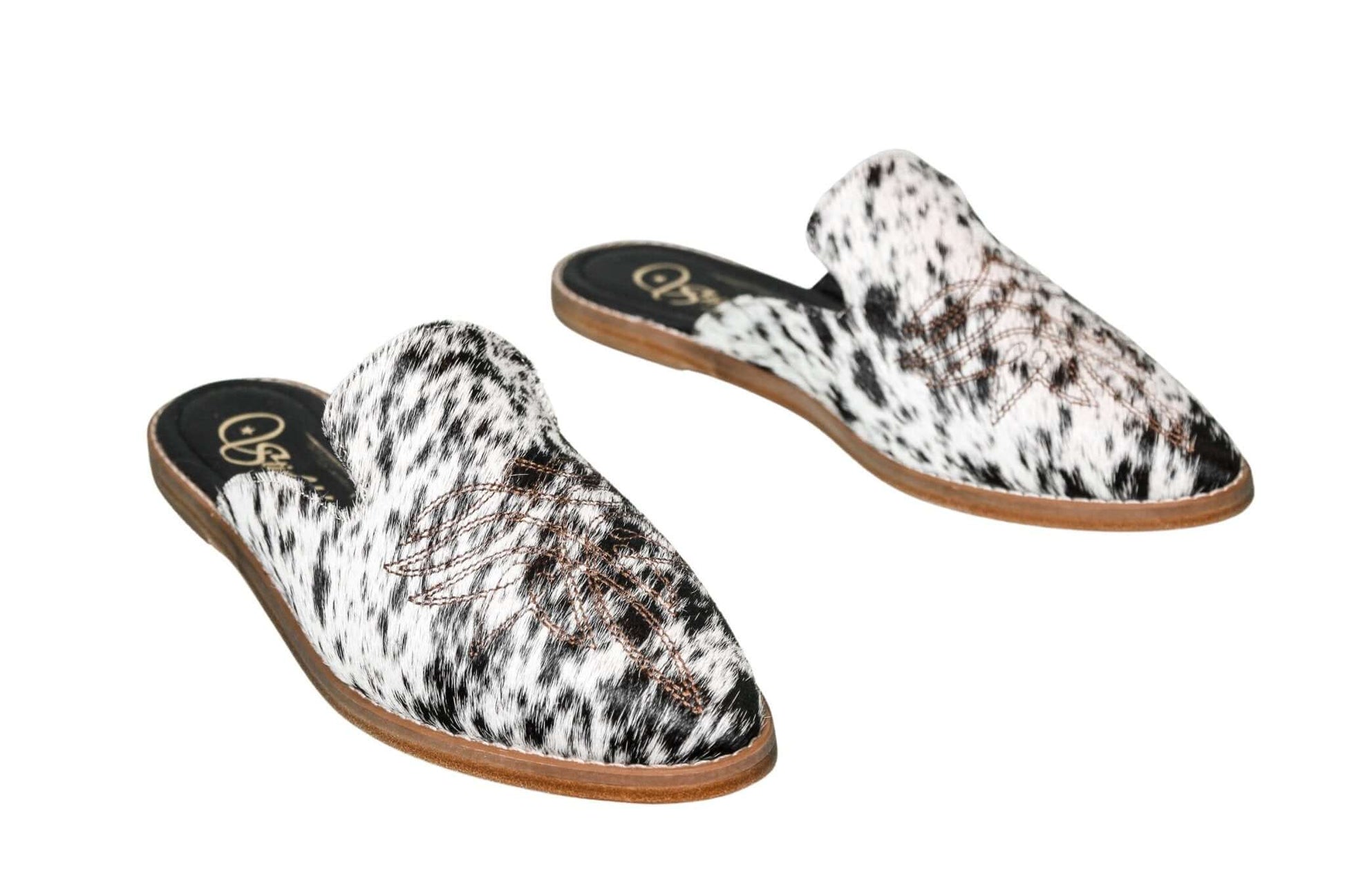 Abby Cowhide Mules – Hair-on Hide – Size 11 – Side View