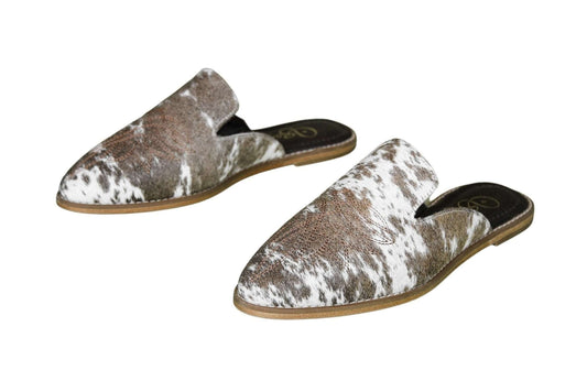 Abby Cowhide Mules – Hair-on Hide – Size 12 – Side View
