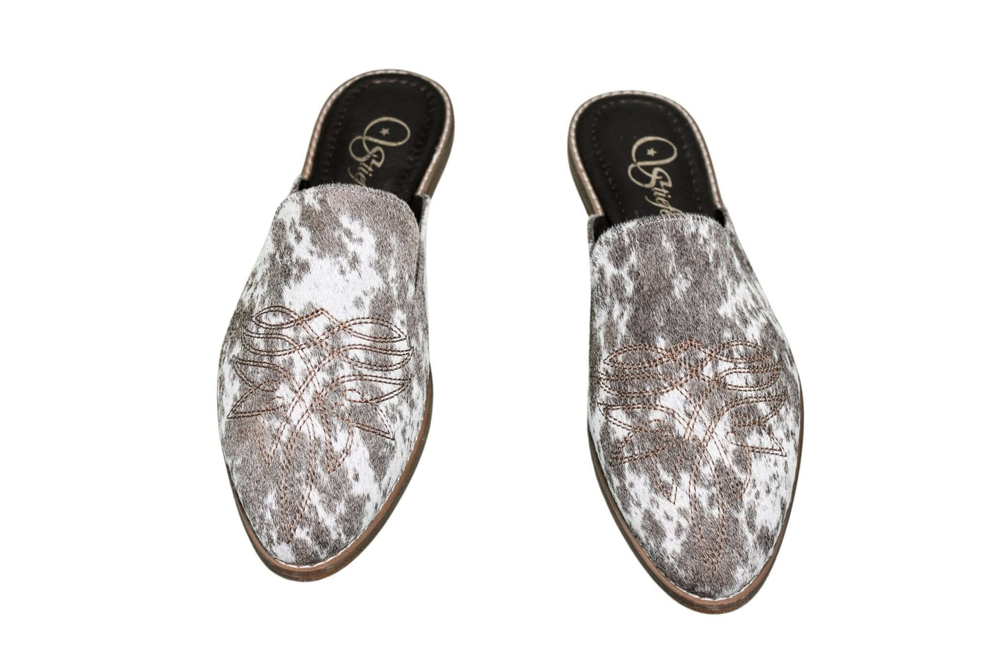 Abby Cowhide Mules – Hair-on Hide – Size 12 – Side View