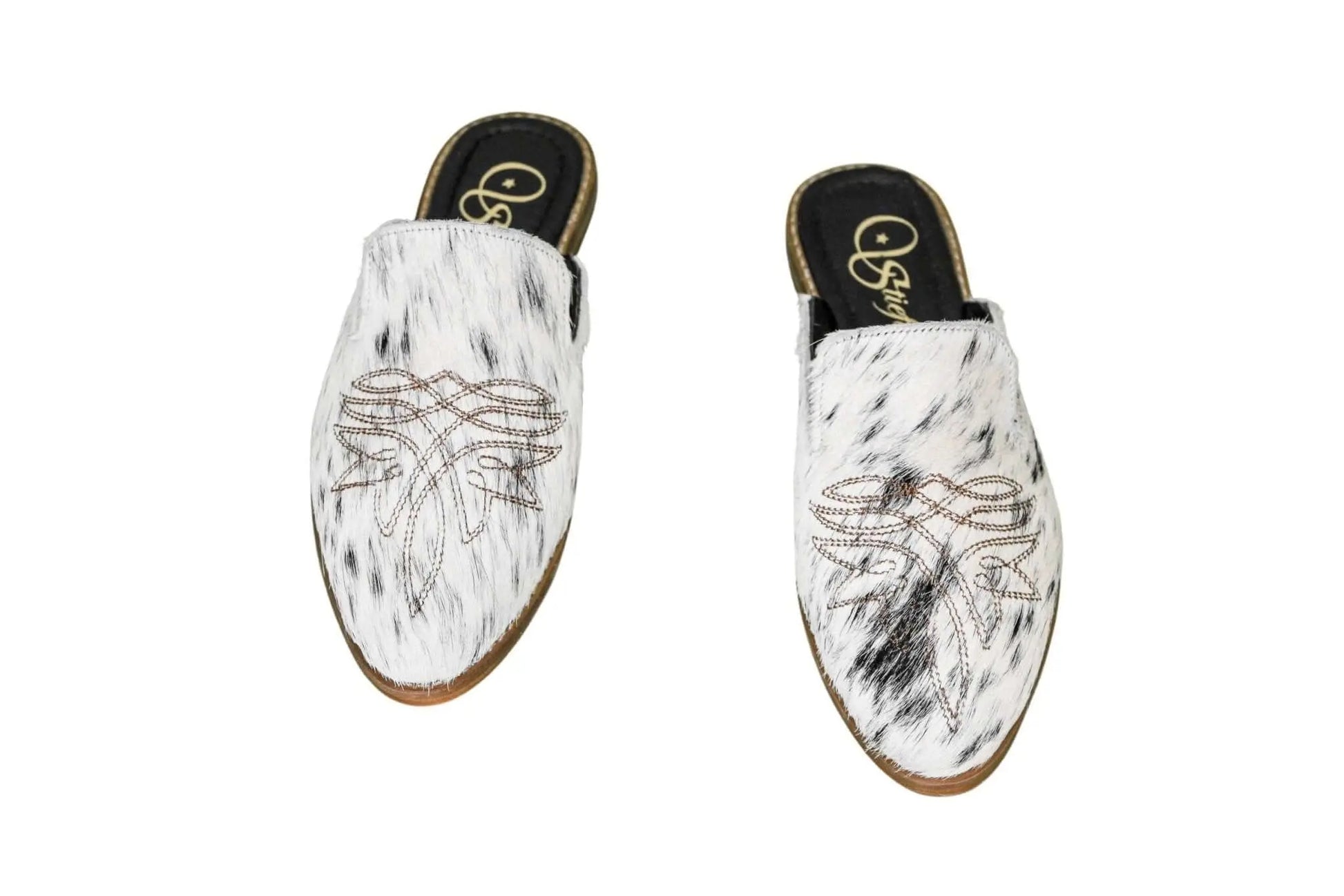 Abby Cowhide Mules – Hair-on Hide – Size 6 – Side View
