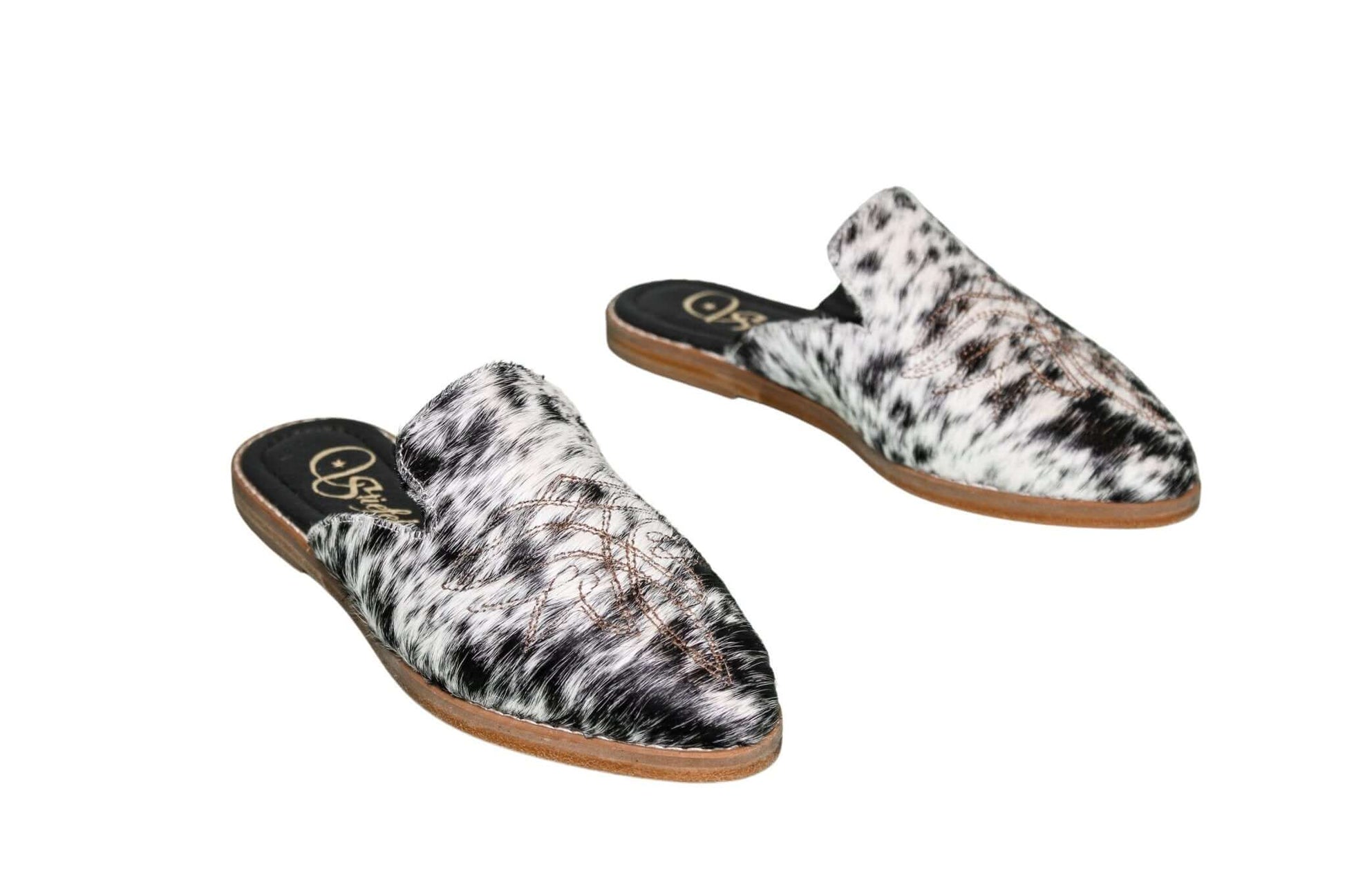 Abby Cowhide Mules – Hair-on Hide – Size 6 – Side View