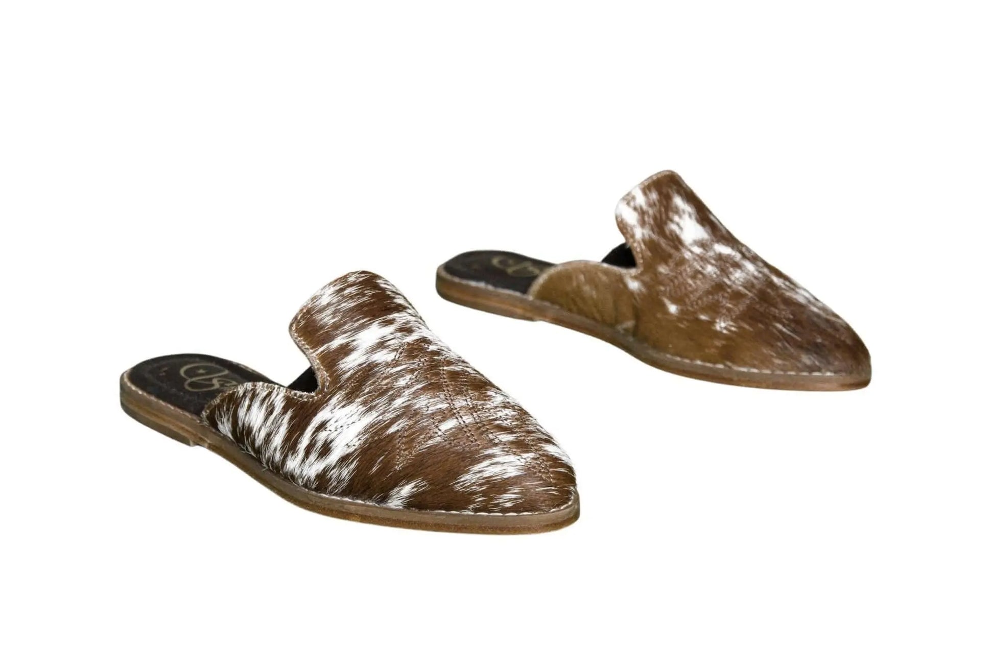 Abby Cowhide Mules – Hair-on Hide – Size 6 – Side View