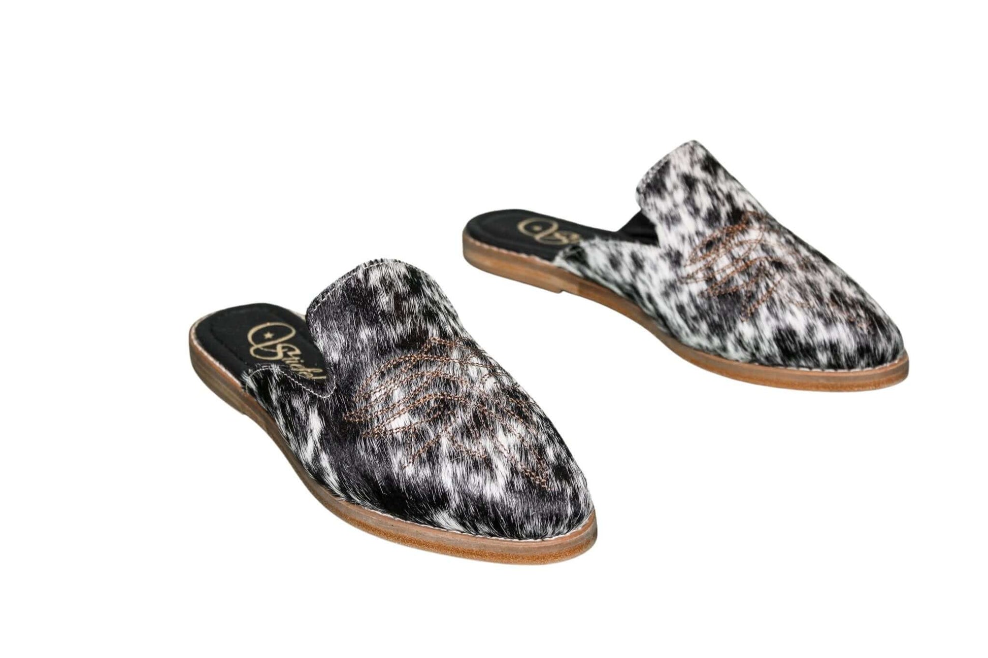 Abby Cowhide Mules – Hair-on Hide – Size 6 – Side View