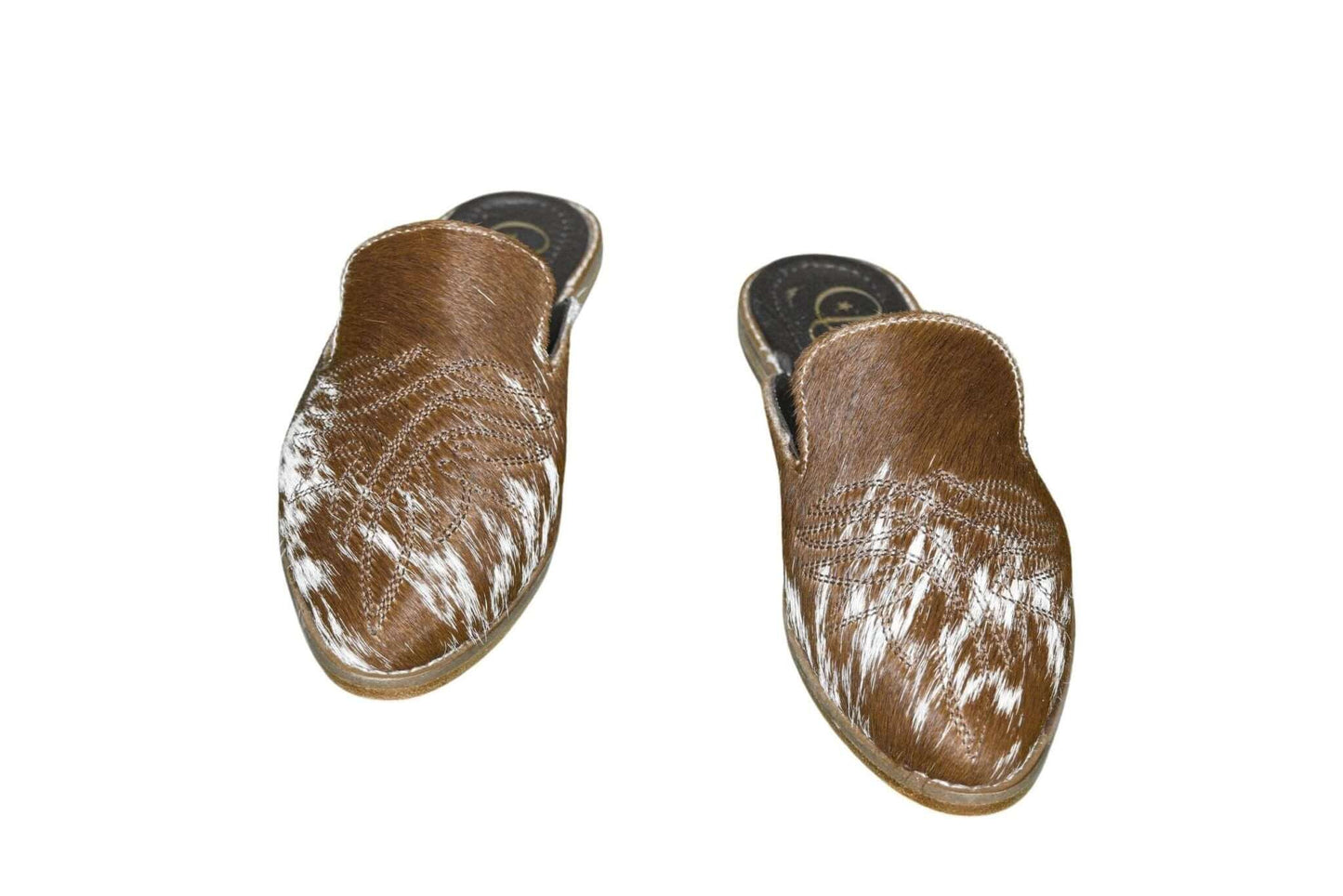 Abby Cowhide Mules – Hair-on Hide – Size 6 – Side View