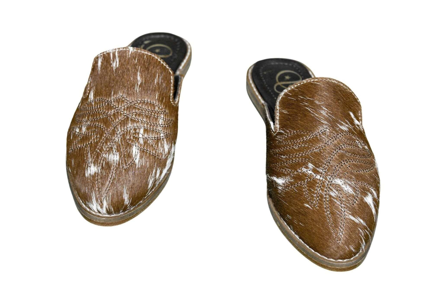 Abby Cowhide Mules – Hair-on Hide – Size 6 – Side View