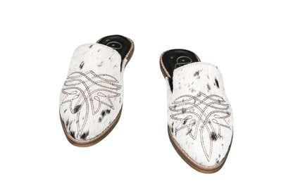 Abby Cowhide Mules – Hair-on Hide – Size 6 – Side View