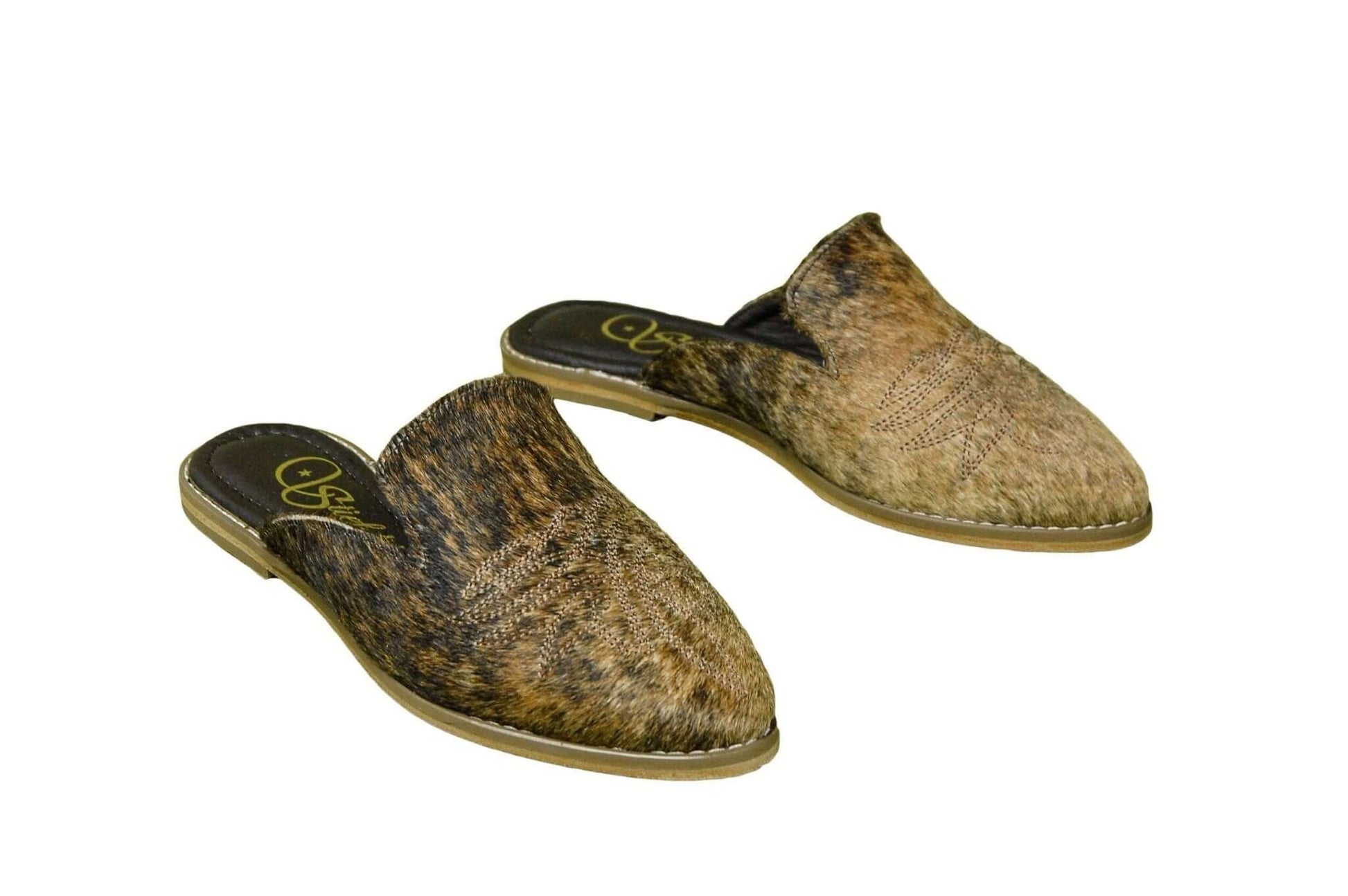 Abby Cowhide Mules – Hair-on Hide – Size 6 – Side View
