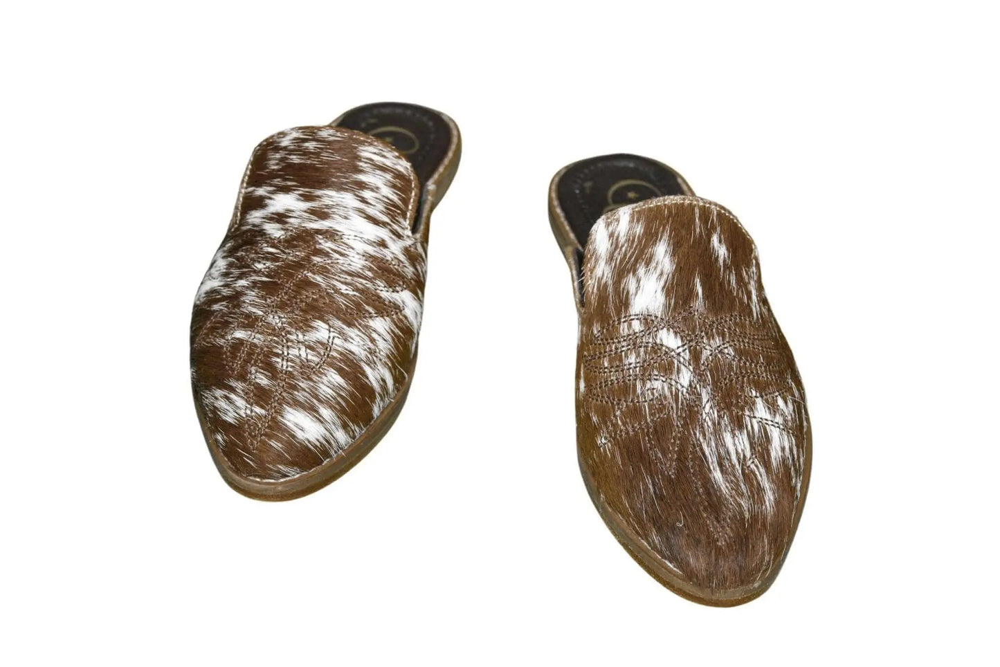 Abby Cowhide Mules – Hair-on Hide – Size 6 – Side View