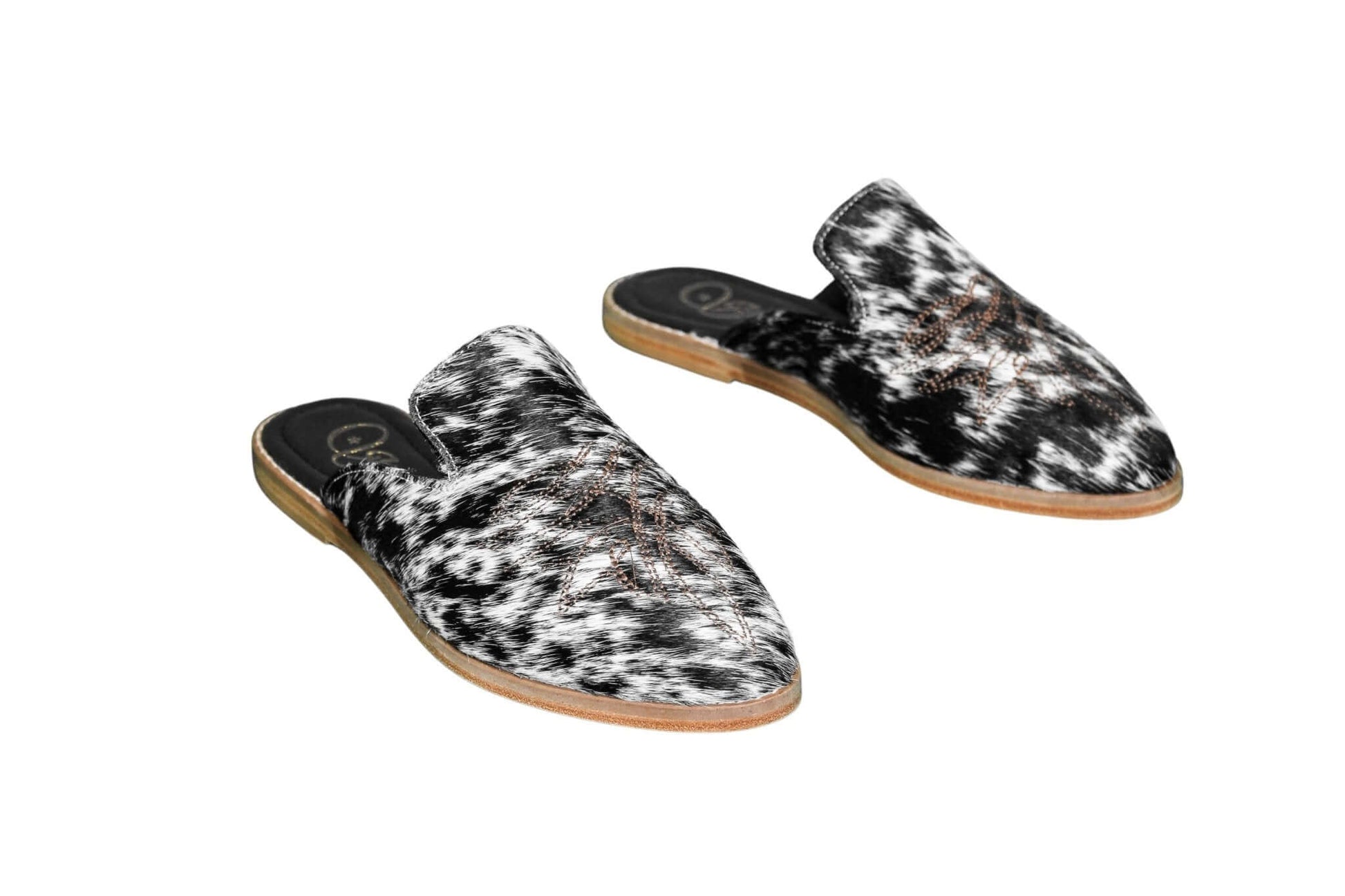 Abby Cowhide Mules – Hair-on Hide – Size 7 – Side View