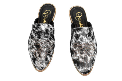 Abby Cowhide Mules – Hair-on Hide – Size 7 – Side View