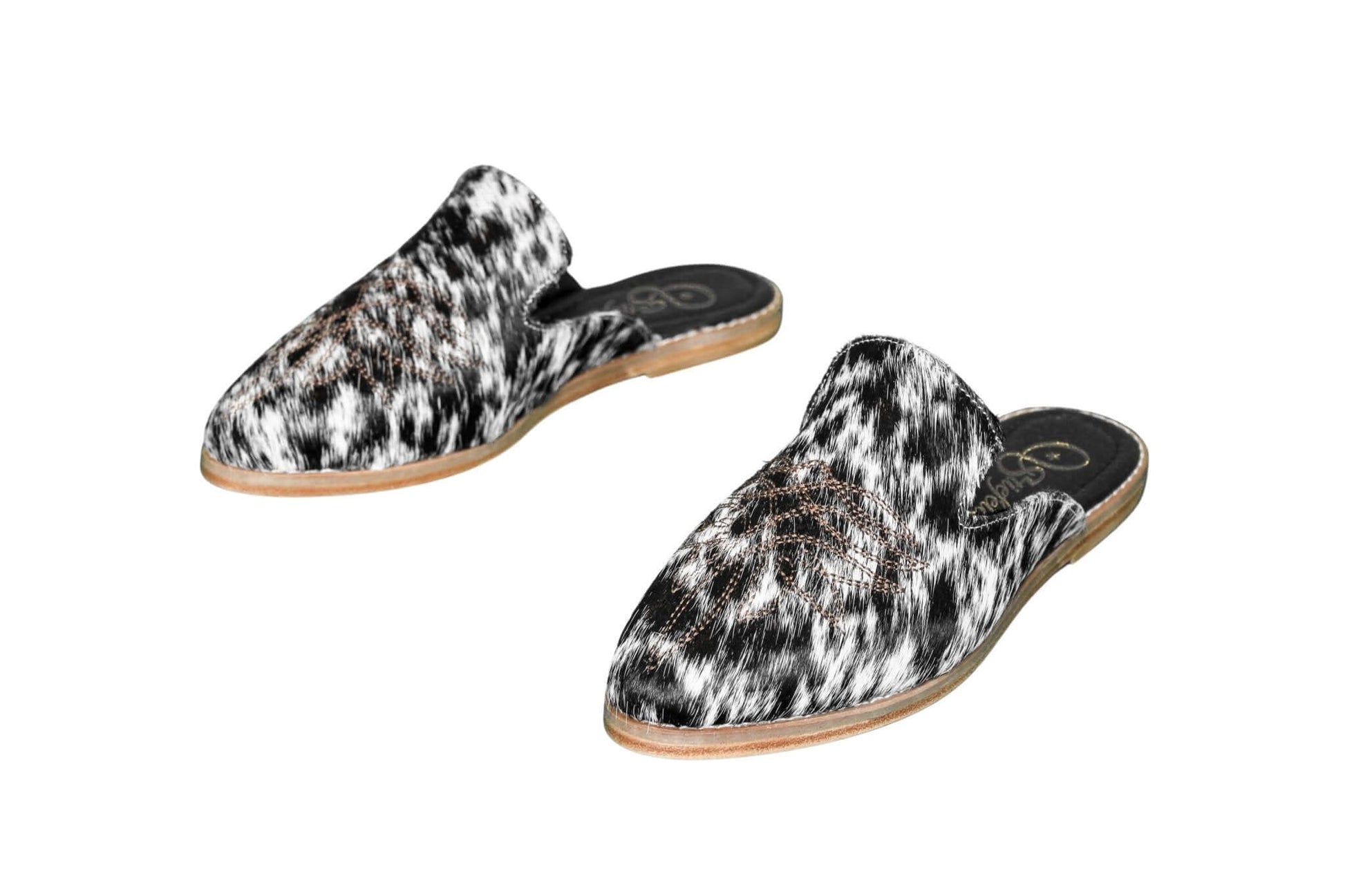 Abby Cowhide Mules – Hair-on Hide – Size 7 – Side View