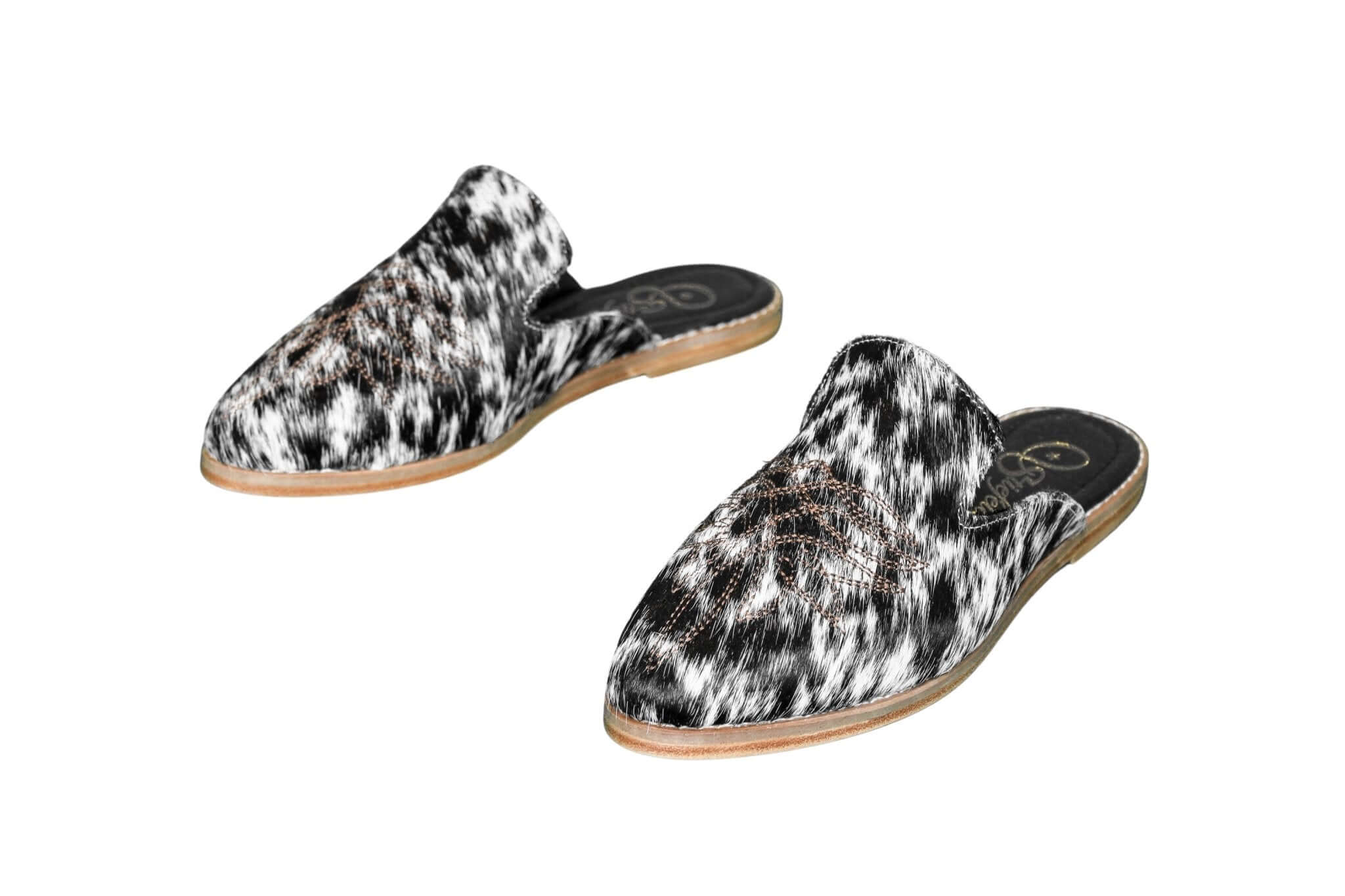 Abby Cowhide Mules – Hair-on Hide – Size 7 – Side View