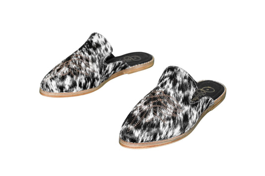 Abby Cowhide Mules – Hair-on Hide – Size 7 – Side View