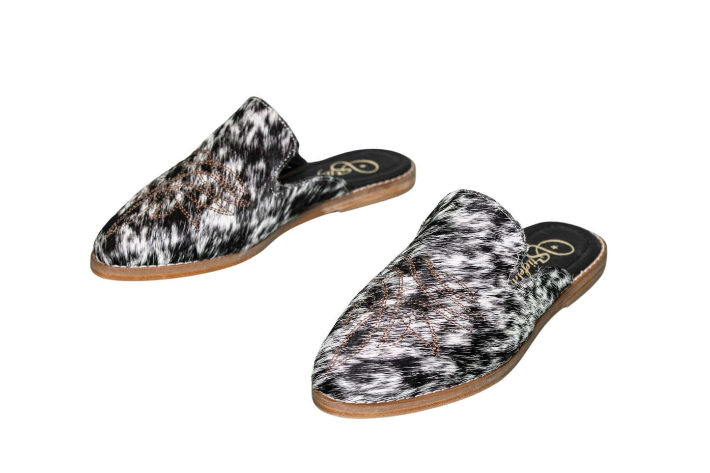 Abby Cowhide Mules – Hair-on Hide – Size 7 – Side View