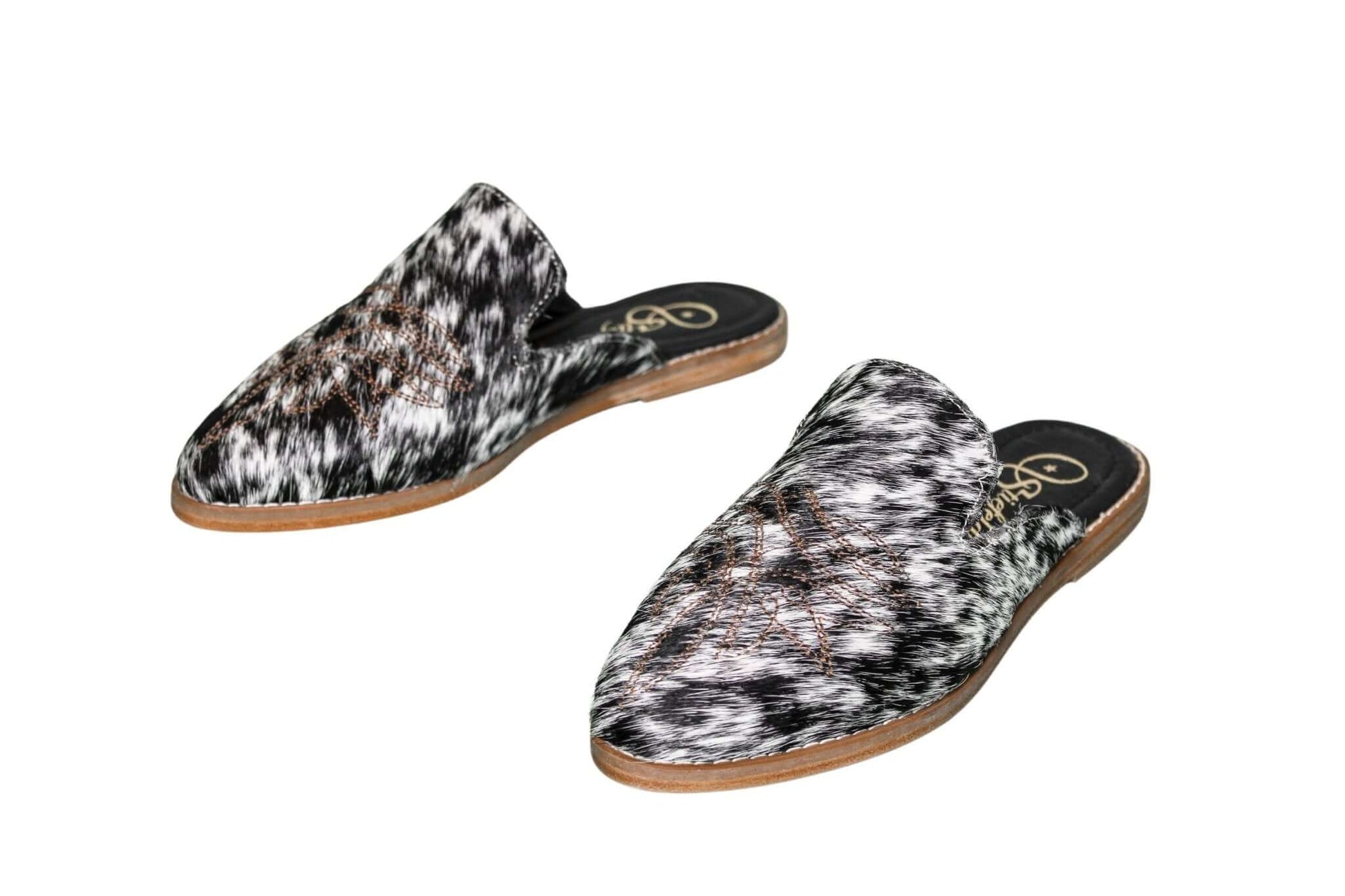 Abby Cowhide Mules – Hair-on Hide – Size 7 – Side View