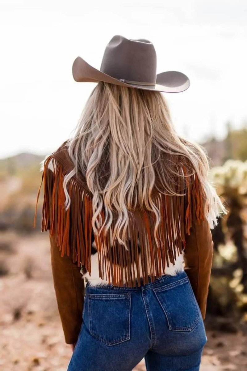 The Charlotte Hair - on hide Fringe Jacket - Stiefeld Boots