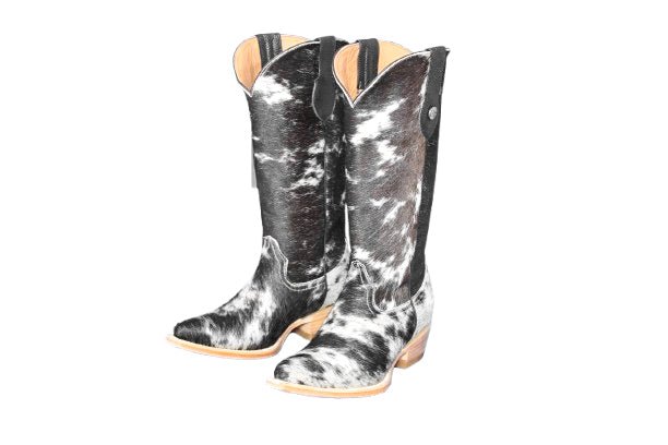 Dakota Tall Cowhide Boots – Black & White - Pointy Snip - Stiefeld Boots