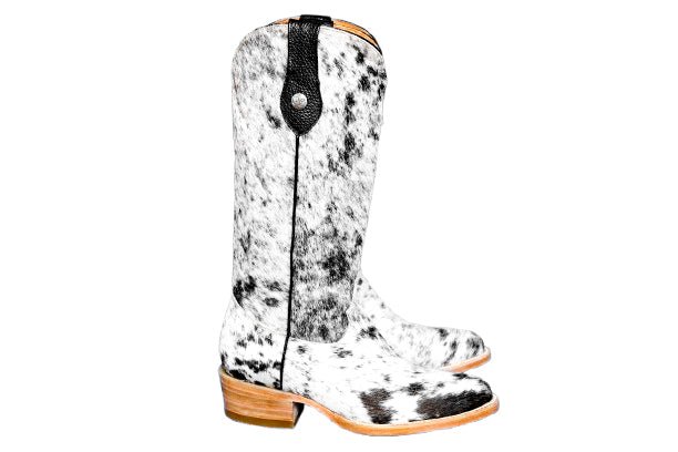 Dakota Tall Cowhide Boots – Black & White - Round toe - Stiefeld Boots