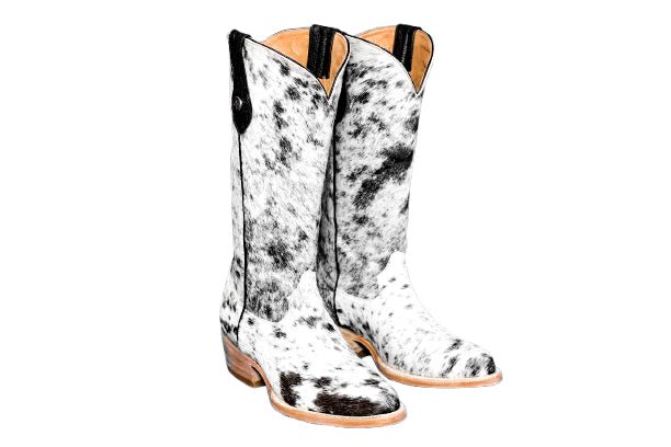Dakota Tall Cowhide Boots – Black & White - Round toe - Stiefeld Boots