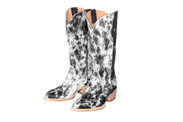 Dakota Tall Cowhide Boots – Black & White - Round toe - Stiefeld Boots