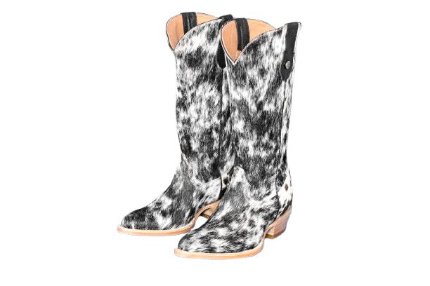 Dakota Tall Cowhide Boots – Black & White - Round toe - Stiefeld Boots