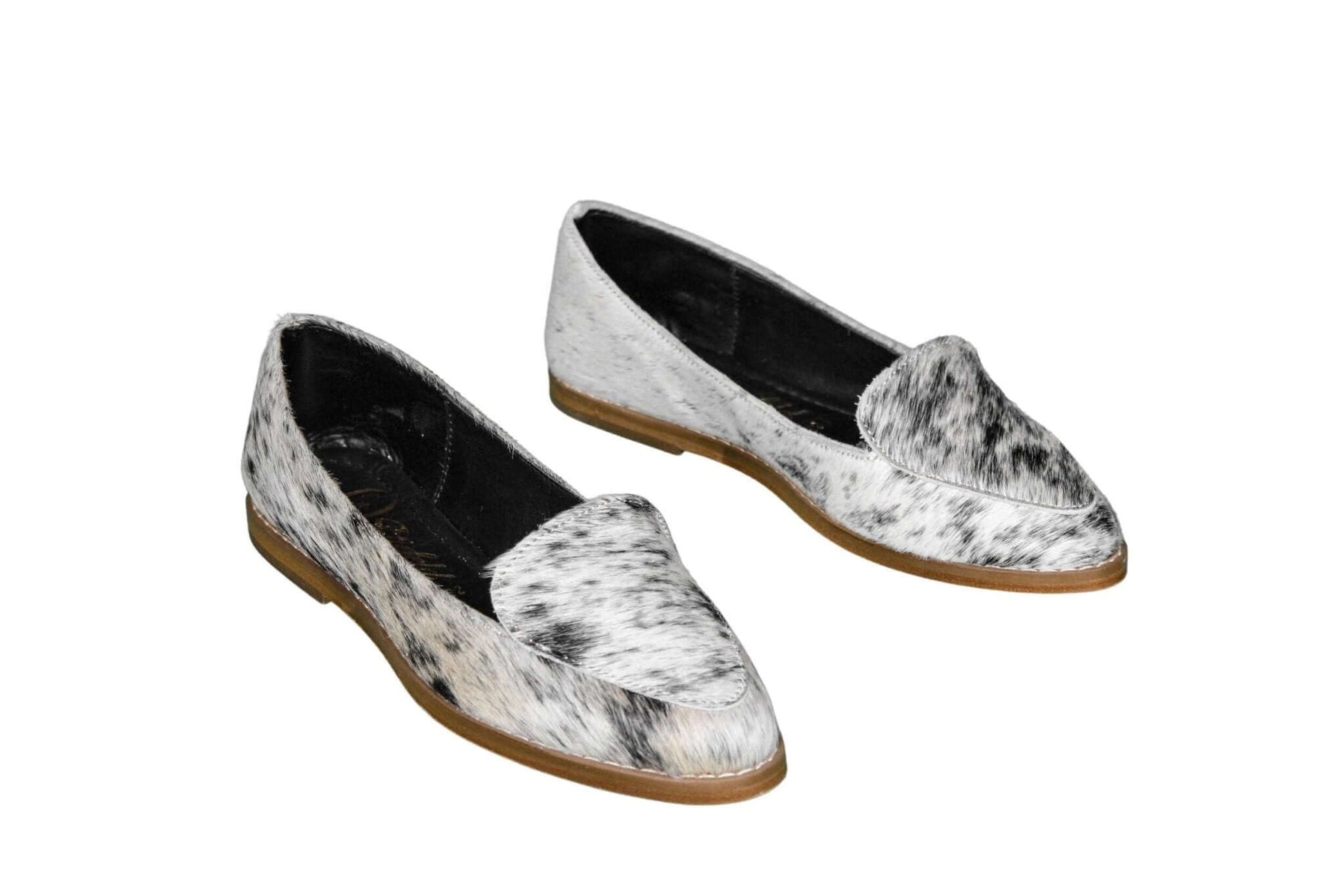 Gretta Cowhide Loafers – Hair-on Hide Almond Toe Western Loafers – Size 5