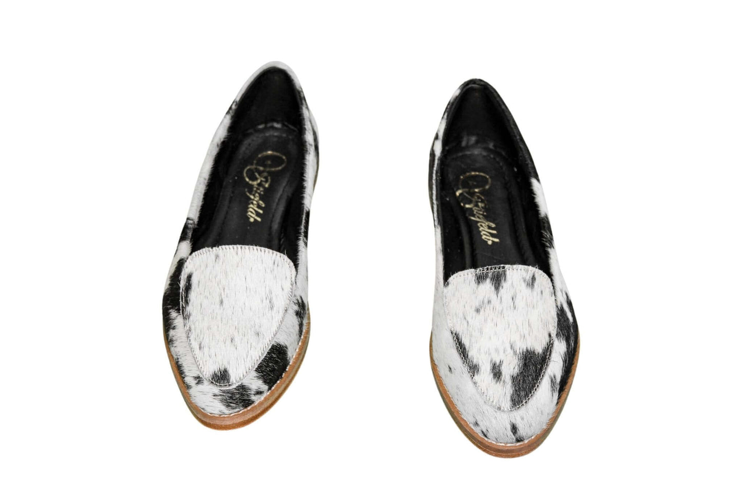 Gretta Cowhide Loafers – Hair-on Hide Almond Toe Western Loafers – Size 7