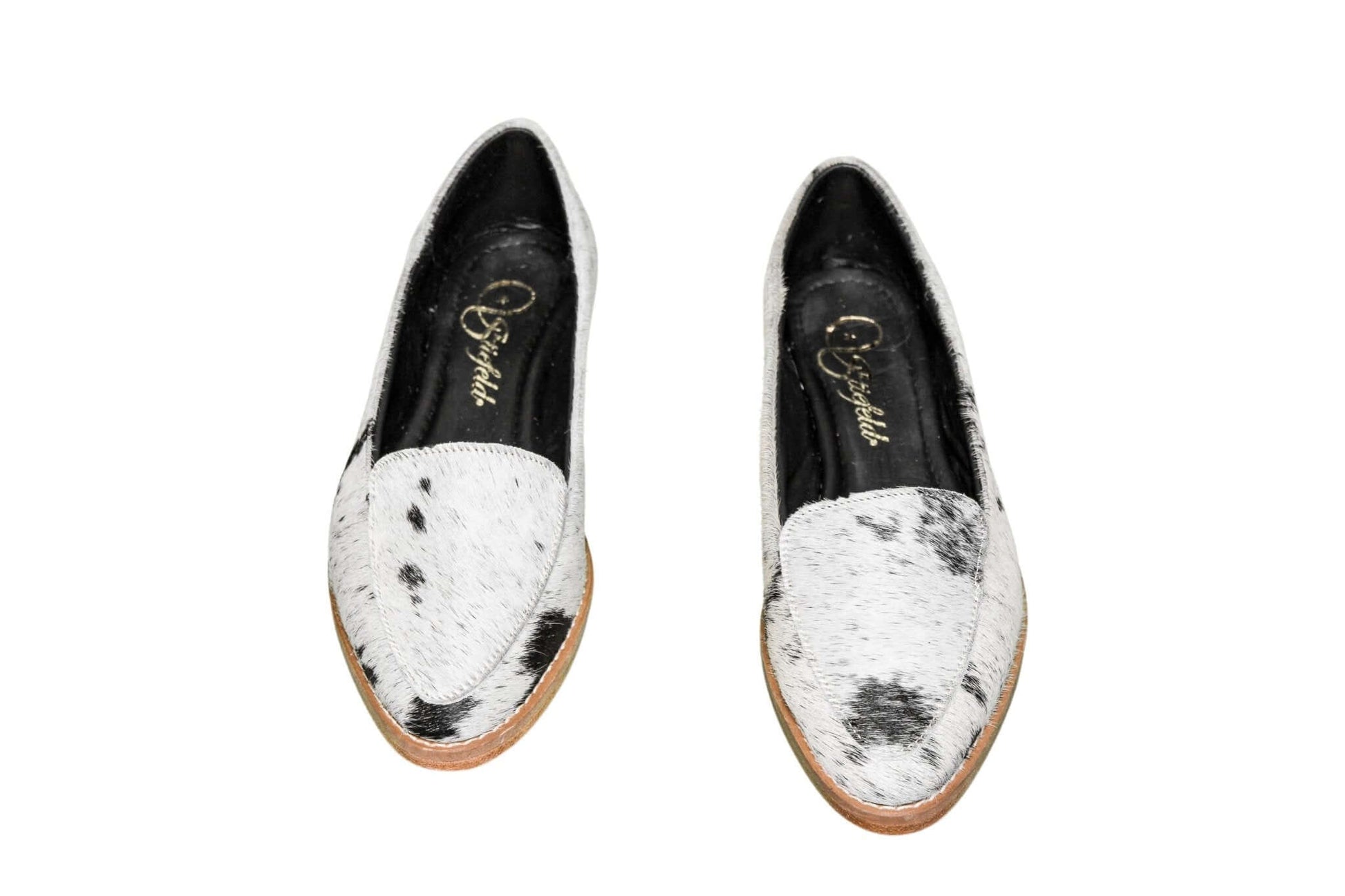 Gretta Cowhide Loafers – Hair-on Hide Almond Toe Western Loafers – Size 7