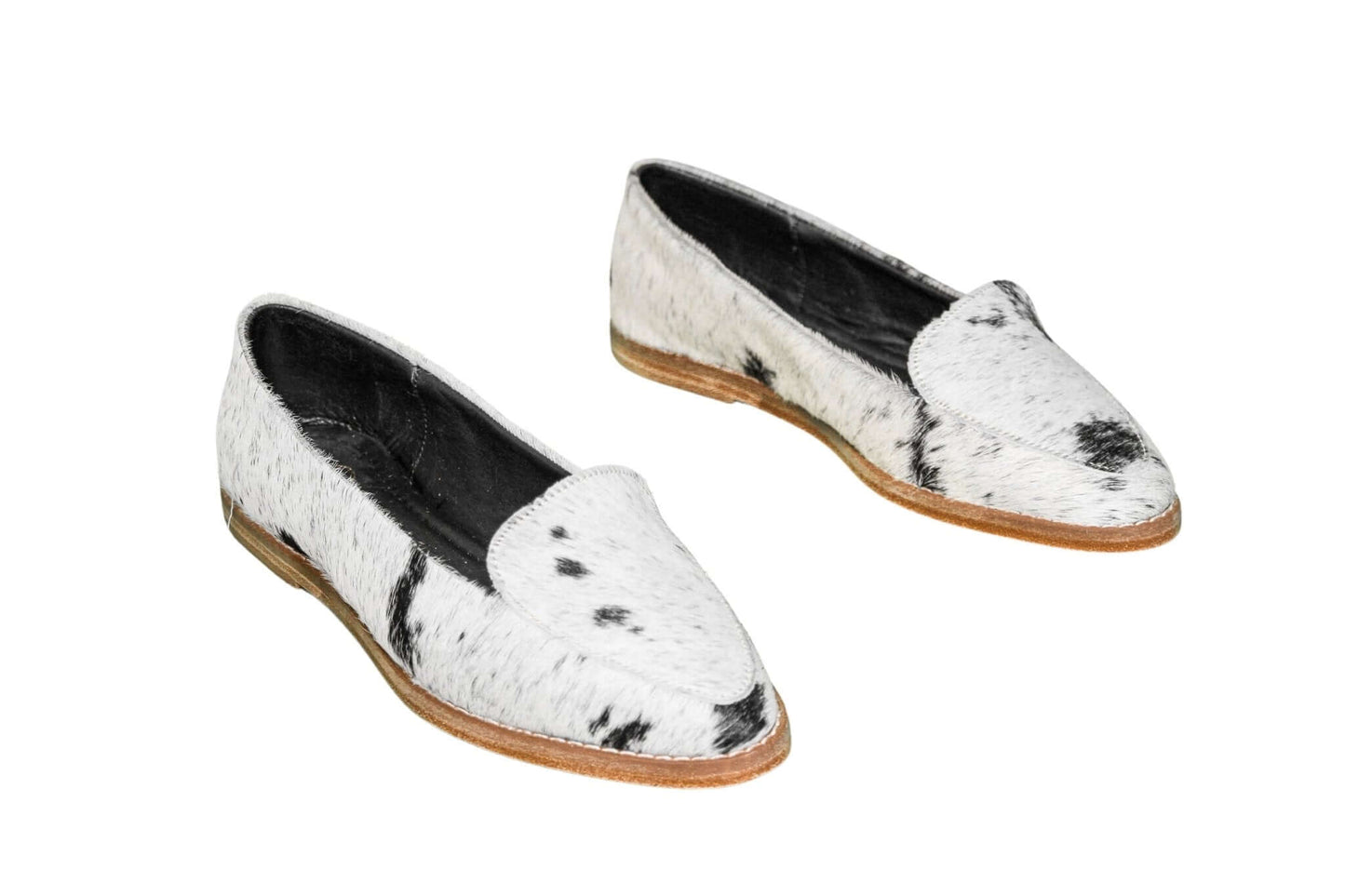 Gretta Cowhide Loafers – Hair-on Hide Almond Toe Western Loafers – Size 7