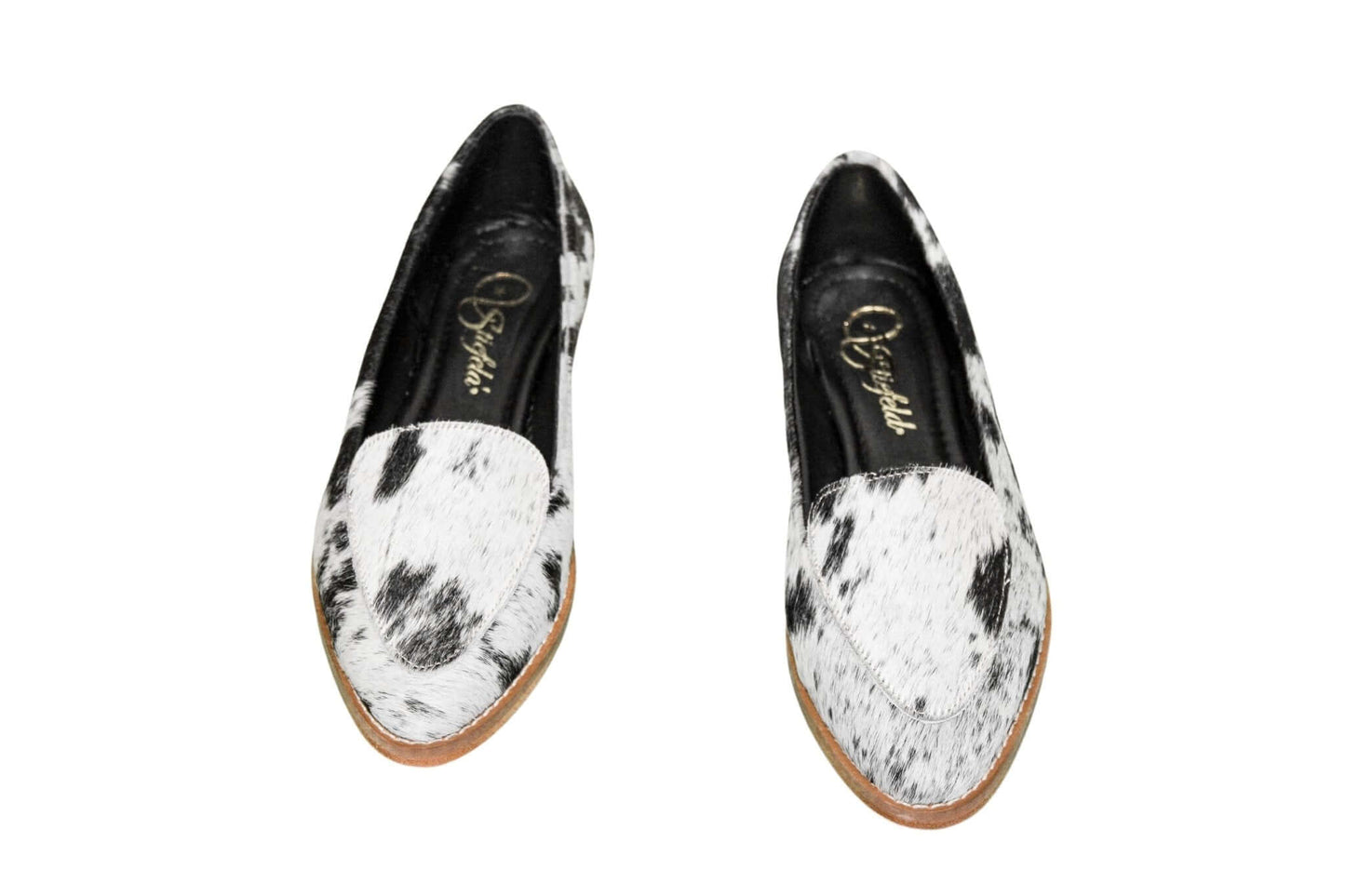 Gretta Cowhide Loafers – Hair-on Hide Almond Toe Western Loafers – Size 8