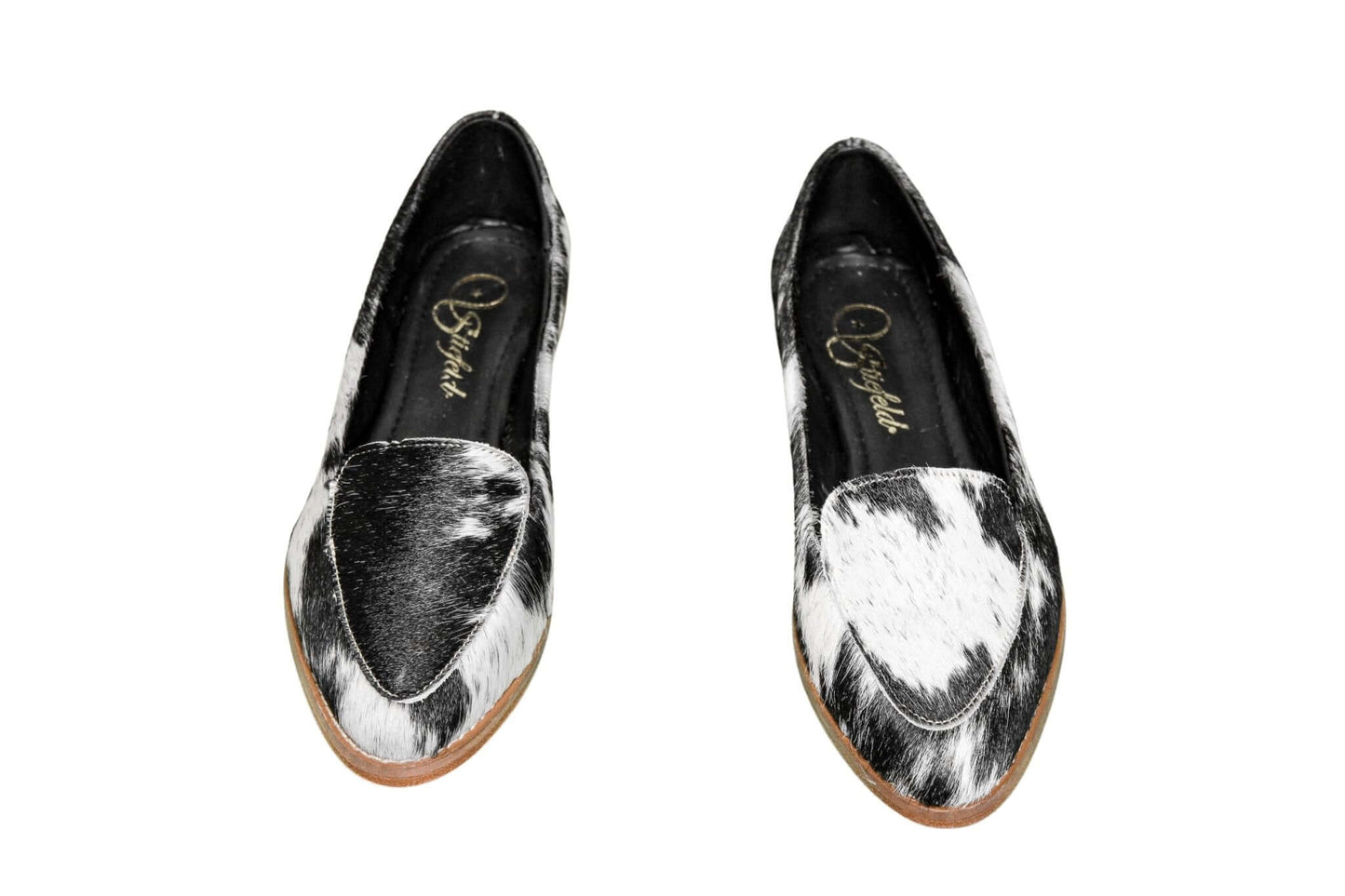 Gretta Cowhide Loafers – Hair-on Hide Almond Toe Western Loafers – Size 8