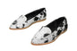 Gretta Cowhide Loafers – Hair-on Hide Almond Toe Western Loafers – Size 8