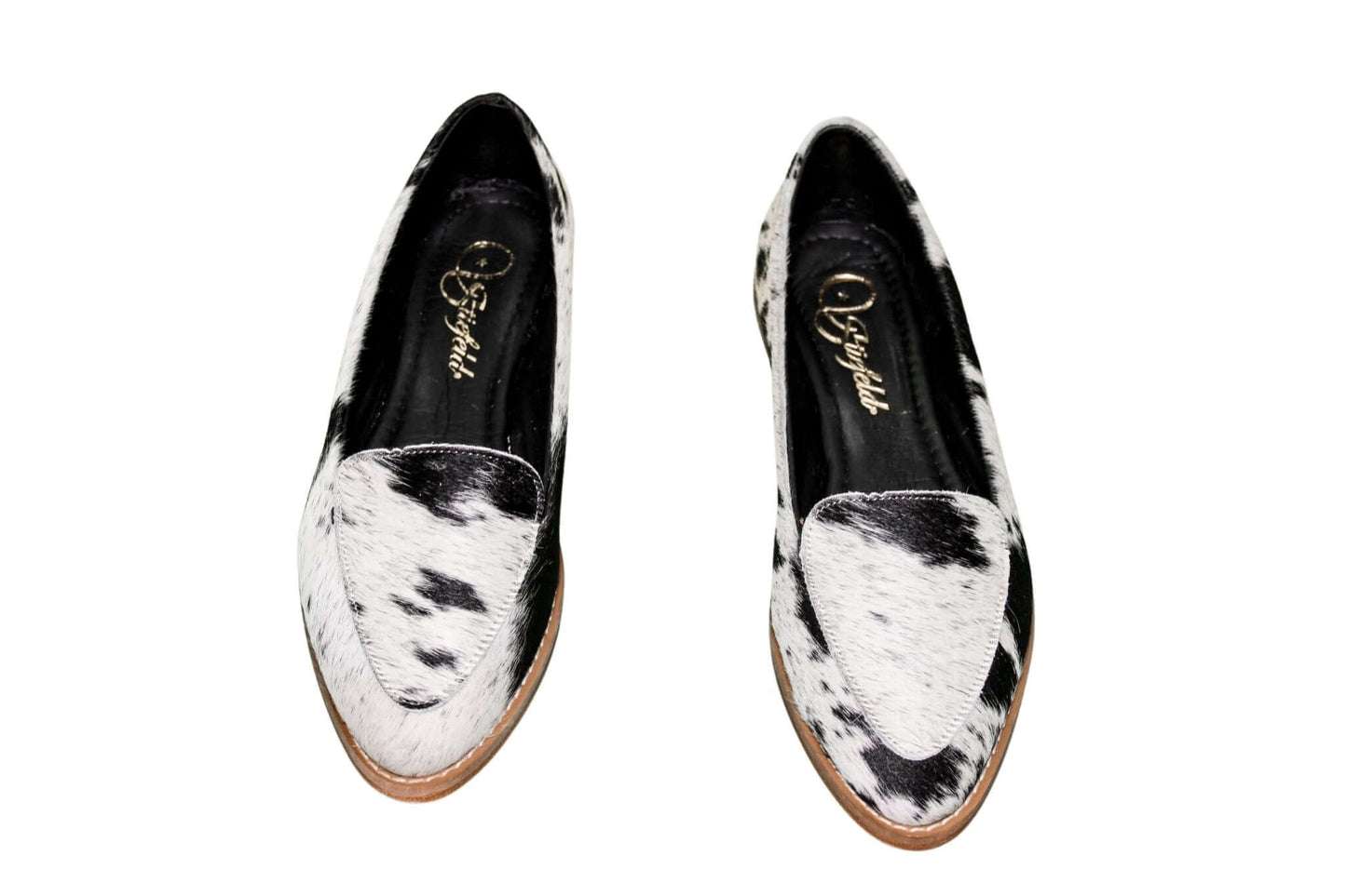 Gretta Cowhide Loafers – Hair-on Hide Almond Toe Western Loafers – Size 8