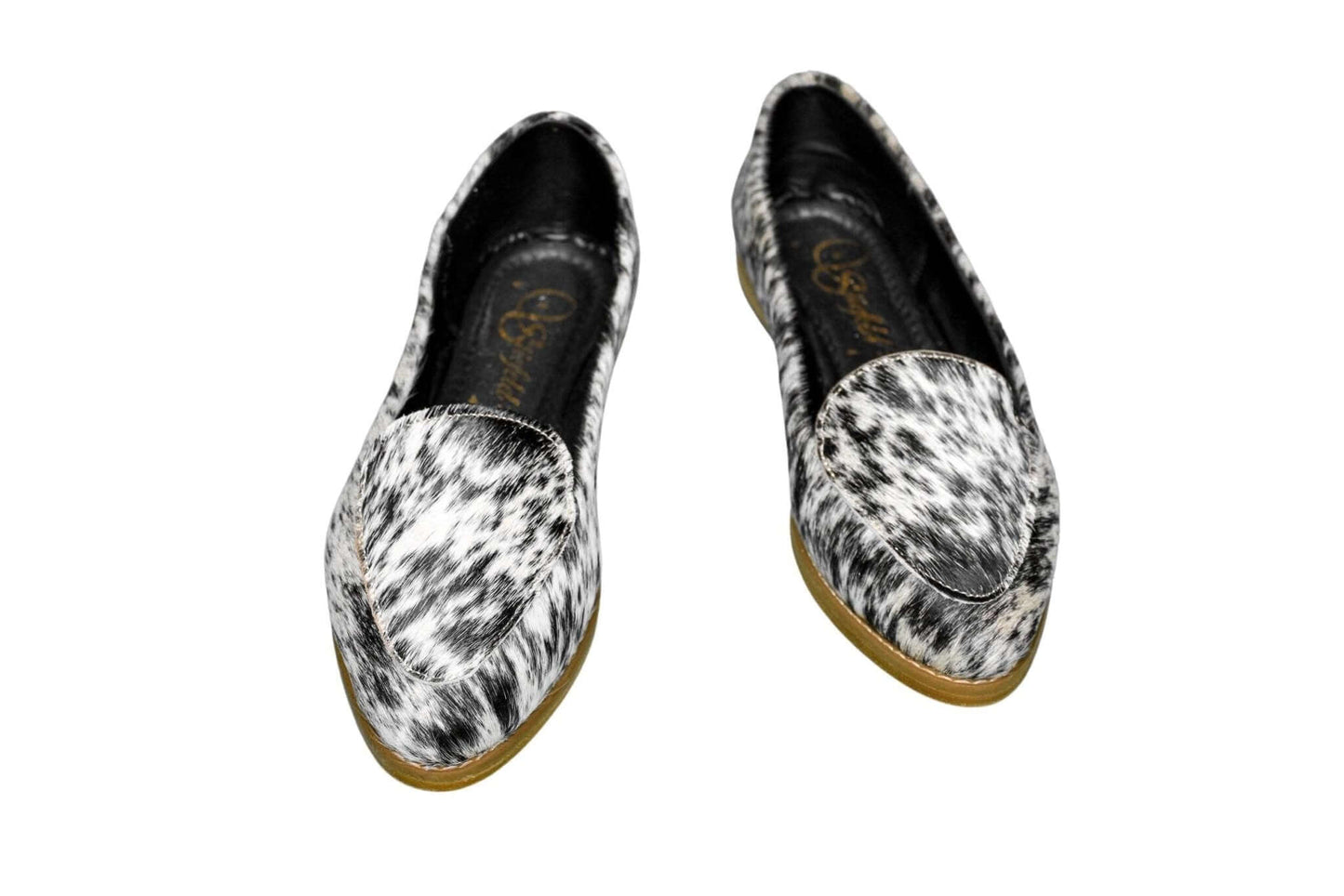 Gretta Cowhide Loafers – Hair-on Hide Almond Toe Western Loafers – Size 9