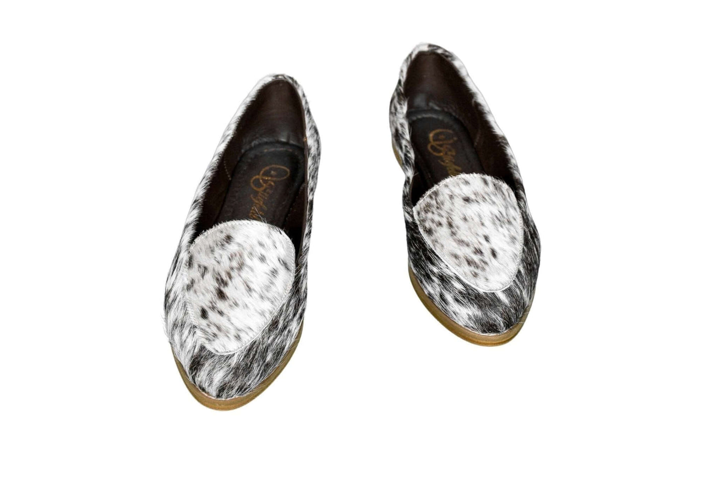 Gretta Cowhide Loafers – Hair-on Hide Almond Toe Western Loafers – Size 9