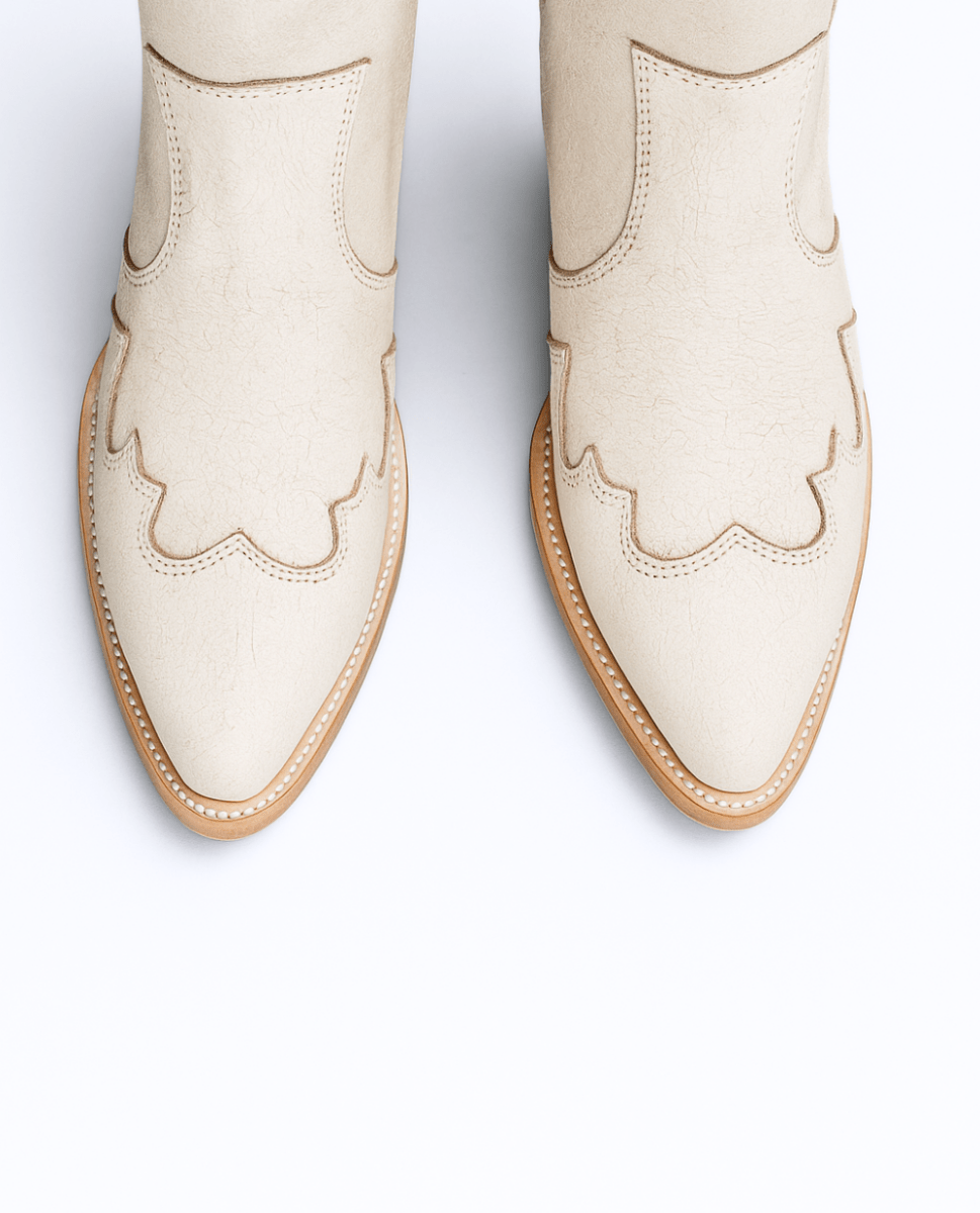 Jolene High Heel Boots – Pearl White Crackled Leather - Stiefeld Boots