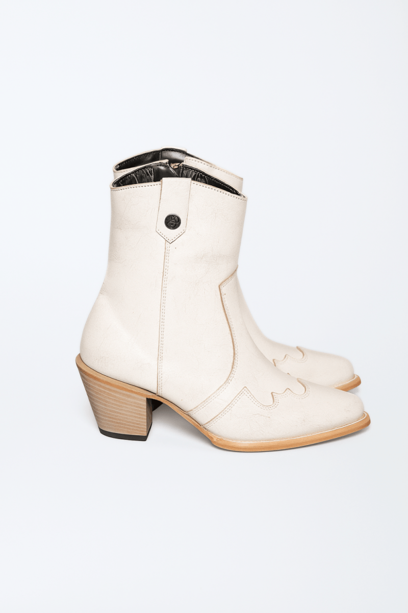 Jolene High Heel Boots – Pearl White Crackled Leather - Stiefeld Boots