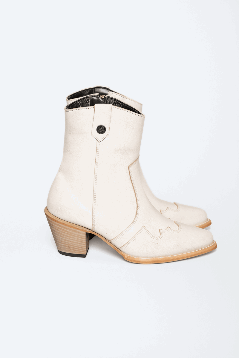 Jolene High Heel Boots – Pearl White Crackled Leather - Stiefeld Boots