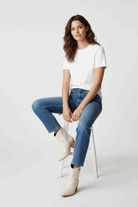 Jolene High Heel Boots – Pearl White Crackled Leather