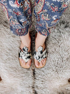 Luciana Hair - on - Hide Cowhide Sandals – Black & White - Stiefeld Boots