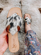 Luciana Hair - on - Hide Cowhide Sandals – Black & White - Stiefeld Boots