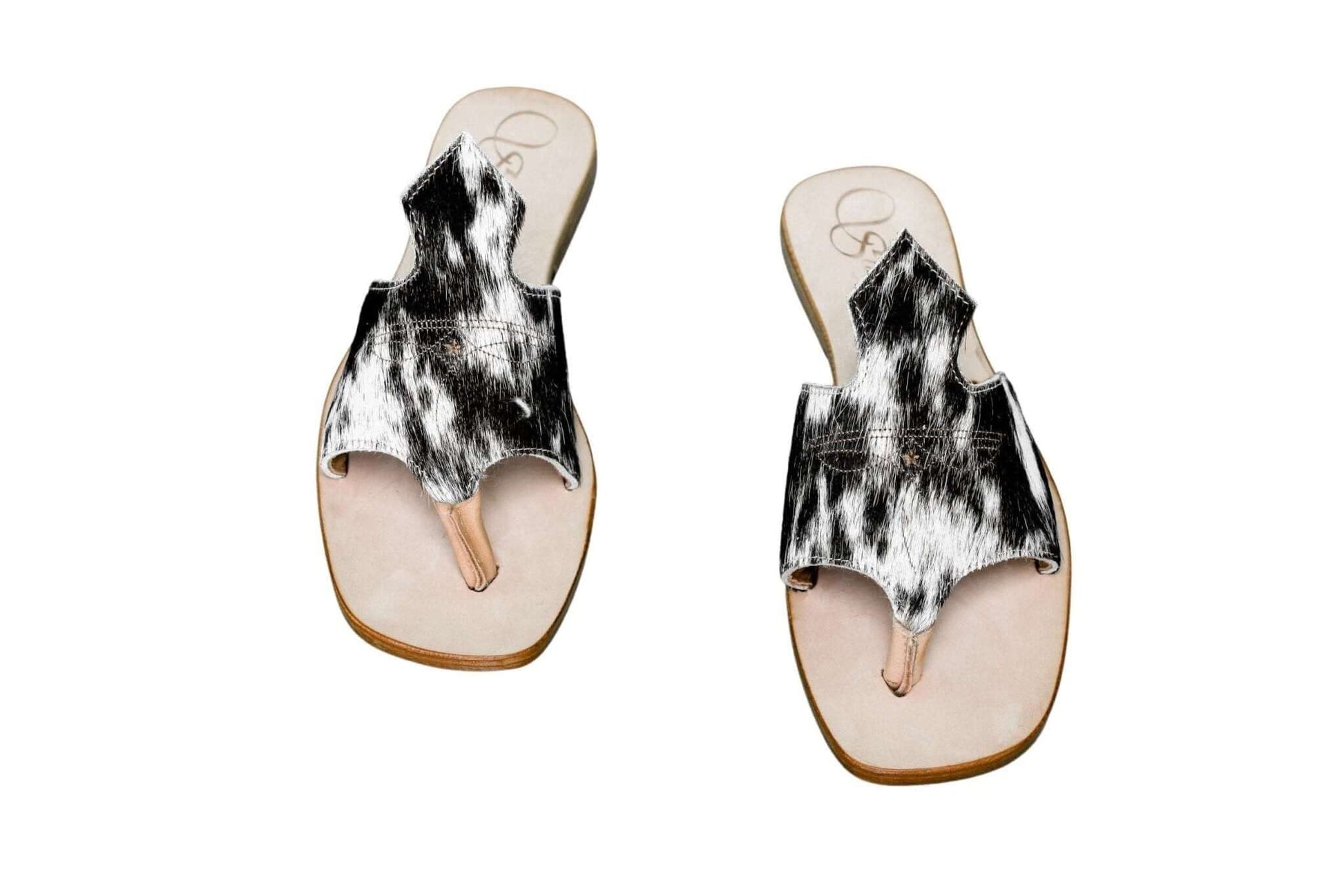 Handmade Western cowhide flip flops for women – size 6