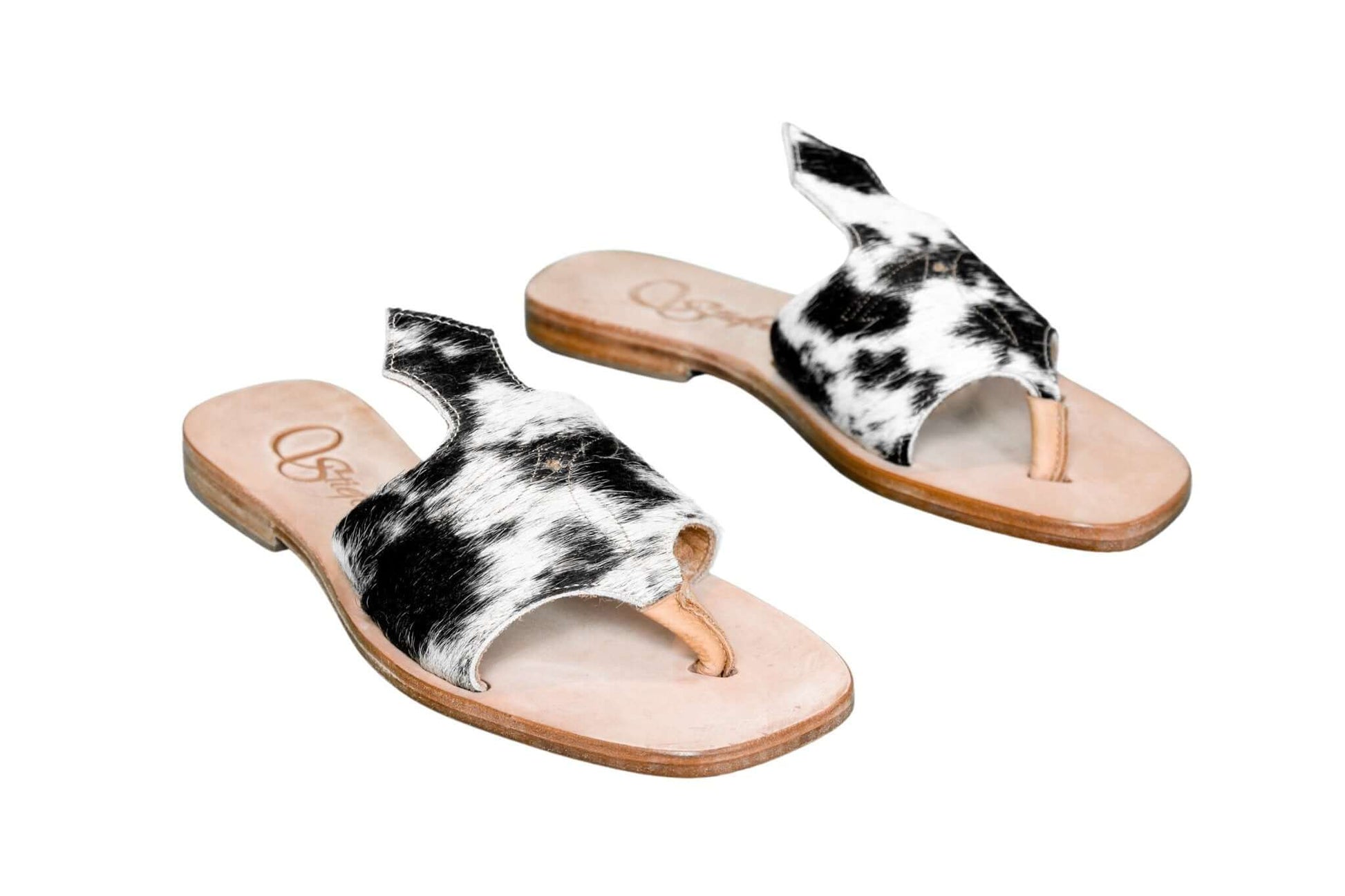 Handmade Western cowhide flip flops for women – size 7