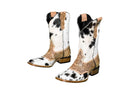 Magnolia Cowgirl Boots – Handtooled Hair-on Hide – Size 9.5