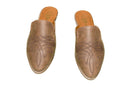 Abby Cowhide Mules – Brown Leather – Western Stitch Detail