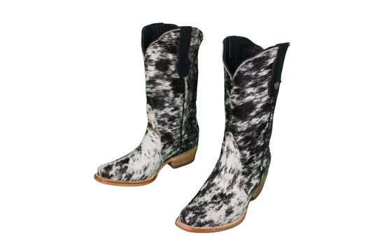 Carmen Tall Cowhide Boots – Hair-on Hide – Size 7 – Handmade Western Boots for Women