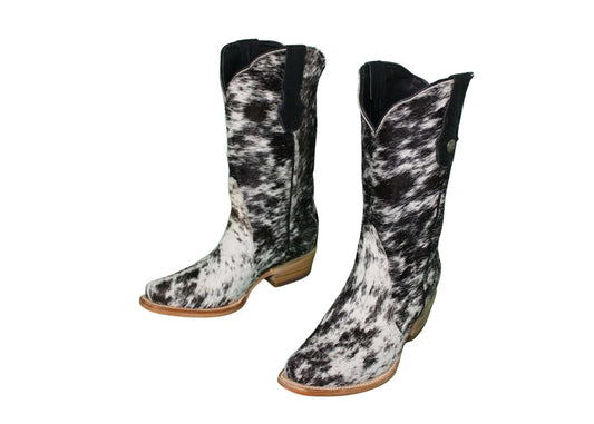 Carmen Tall Cowhide Boots – Hair-on Hide – Size 7 – Handmade Western Boots for Women
